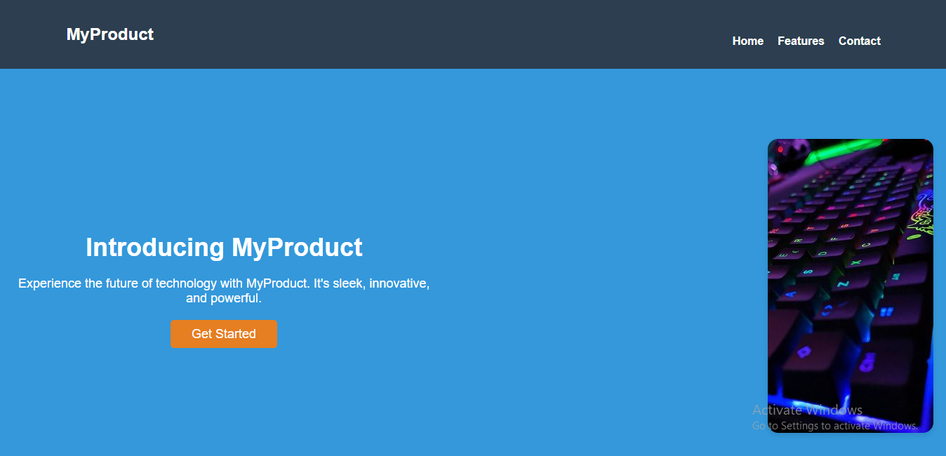 product landing page